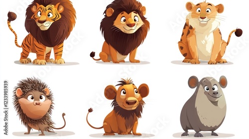 Cartoon animals, safari, wildlife, jungle background, kids book illustration photo