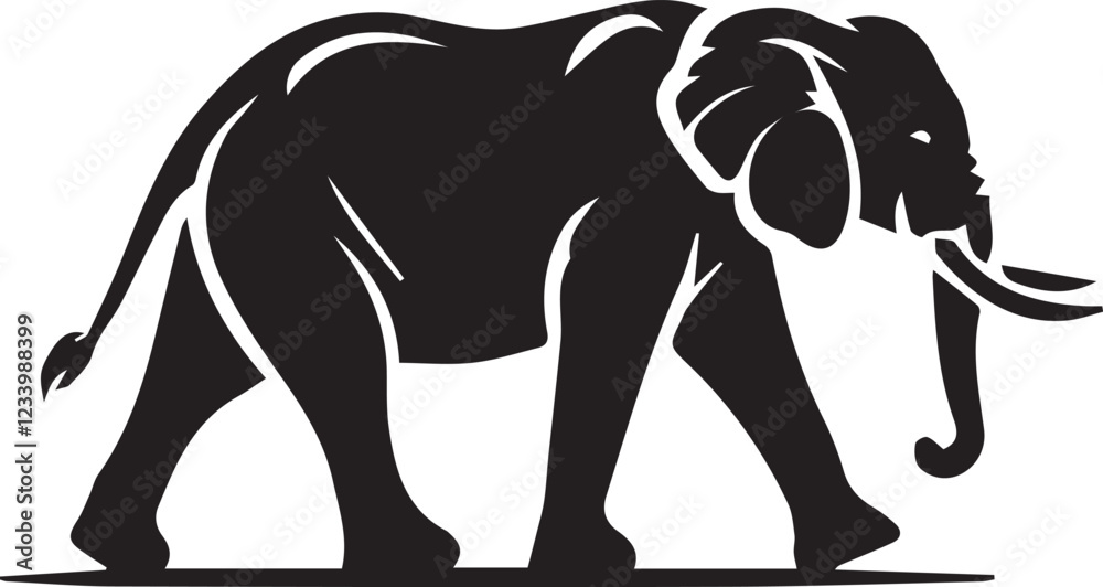 Fototapeta premium Elephant silhouette black and white vector icon
