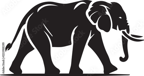 Elephant silhouette black and white vector icon