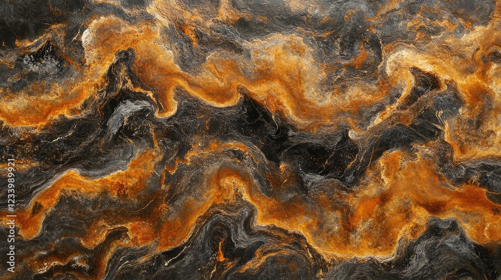 Fototapeta premium Detailed rust texture with orange and brown hues on an old metallic surface, showcasing the natural corrosion patterns, perfect for a clean copy space.