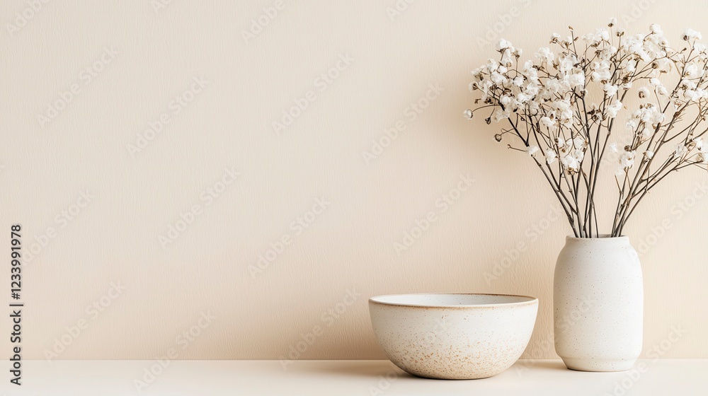 Elegant Watercolor Table Arrangement with Botanical Elements Elegant Watercolor Table Arrangement with Botanical Elements
