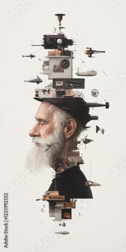 Artistic of a in mixed media urban environment creative conceptual art side view
