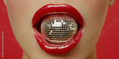 Close-Up lips with mirror ball