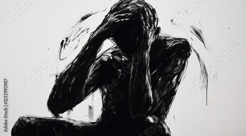 Conseptual Painting of Depression. Generative AI