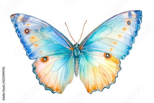 Watercolor Butterfly Isolated on White. Generative AI