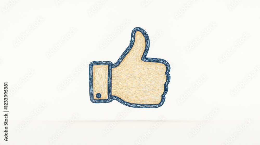 Stylized thumbs up symbol representing approval and positivity. This illustration conveys sense of encouragement and support in creative way Stylized thumbs up symbol representing approval and positivity. This illustration conveys sense of encouragement and support in creative way