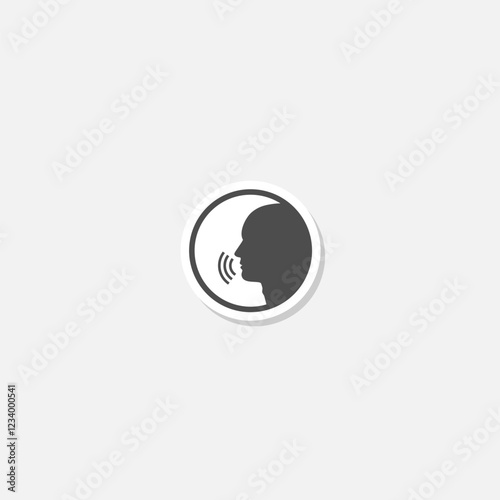 Speak voice icon person sticker isolated on gray background