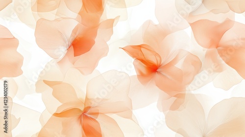 Transparent Orange Petals in a Soft Floral Abstract Pattern