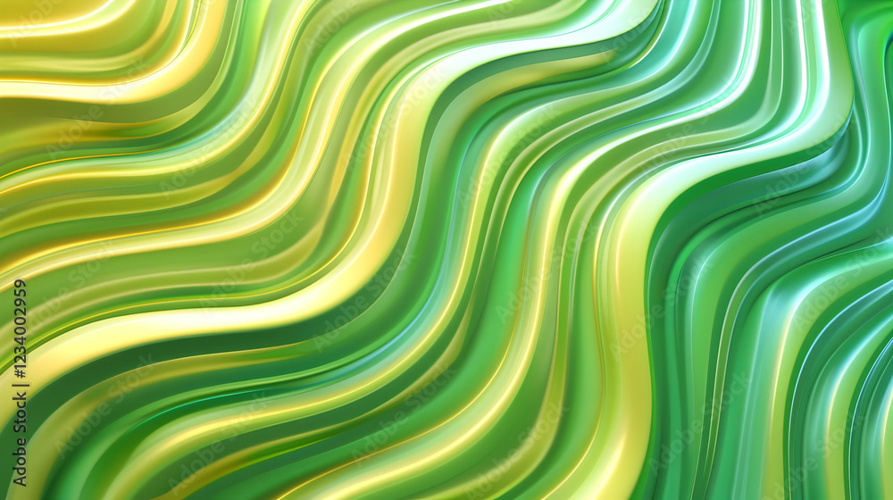 A vibrant, wavy abstract design featuring green and yellow hues. A vibrant, wavy abstract design featuring green and yellow hues.
