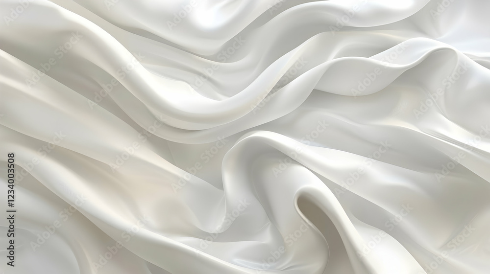 Fototapeta premium A close-up view of flowing white satin fabric, showcasing its smooth texture and elegance.