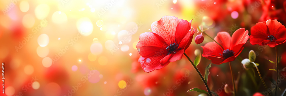 Memorial Day US banner with field of Poppy flowers. Remember and Honor. Memorial Day US banner with field of Poppy flowers. Remember and Honor.