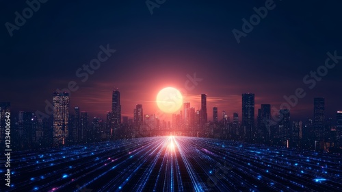 Wallpaper Mural Spectacular cityscape at sunset, a captivating blend of urban beauty and golden hour illumination Torontodigital.ca