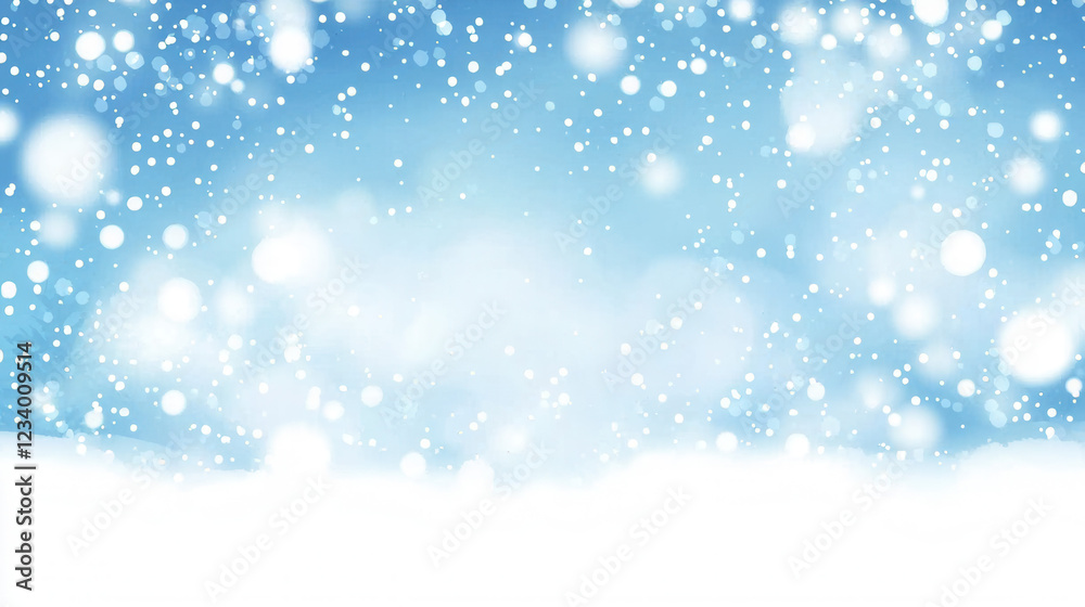 Winter Wonderland: A captivating abstract winter scene, with delicate snowflakes falling on a crisp blue sky above a bed of pristine white snow, creating a magical and ethereal ambiance. Winter Wonderland: A captivating abstract winter scene, with delicate snowflakes falling on a crisp blue sky above a bed of pristine white snow, creating a magical and ethereal ambiance.