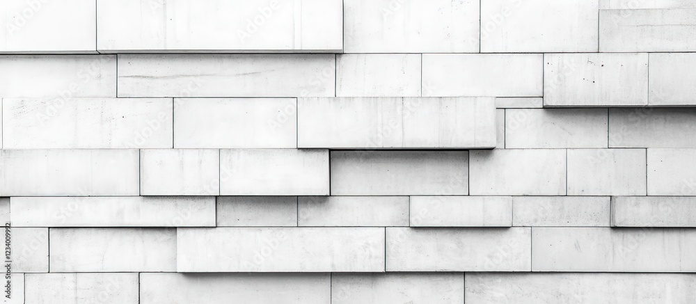 Textured white rectangular blocks create an abstract wall pattern.