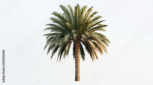 Single palm tree, sunny day, white background, tropical landscape, website design