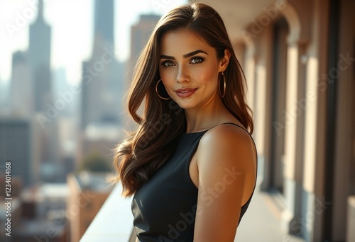 Free Download Stylish woman in natural light with blurred cityscape - GFXLoad