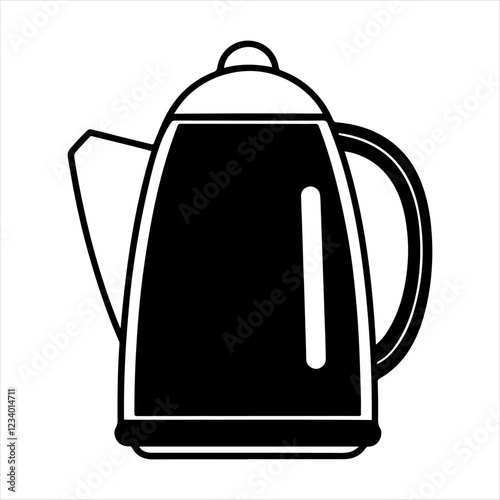 Electric kettle silhouette on white background