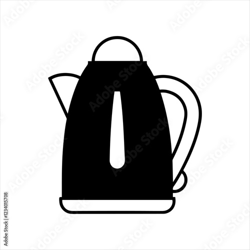 Electric kettle silhouette on white background