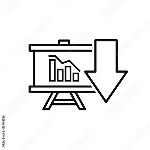 finance icon. financial development vector on white background. the graph goes down or weakens. investment, healthy economy. Line design style