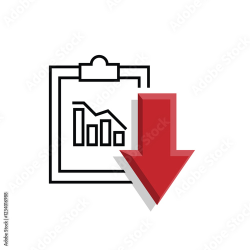 finance icon. financial development vector on white background. the graph goes down or weakens. investment, healthy economy. Mixed design style
