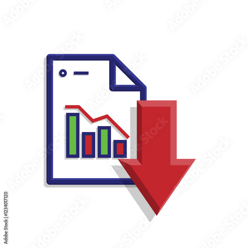 finance icon. financial development vector on white background. the graph goes down or weakens. investment, healthy economy. colorful modern design style