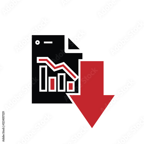 finance icon. financial development vector on white background. the graph goes down or weakens. investment, healthy economy. Solid design style