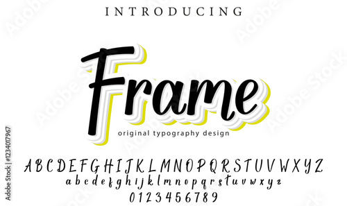 Frame Font Stylish brush painted an uppercase vector letters, alphabet, typeface