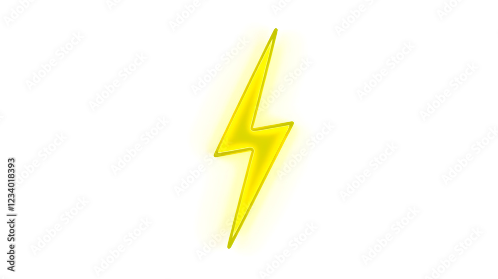 acrylic yellow thunder icon 3d render isolated on white background. Generative AI acrylic yellow thunder icon 3d render isolated on white background. Generative AI