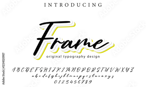 Frame Font Stylish brush painted an uppercase vector letters, alphabet, typeface