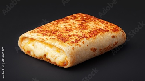 A golden-brown toasted wrap filled with melted cheese, showcasing a deliciously crispy exterior and a soft, cheesy interior.