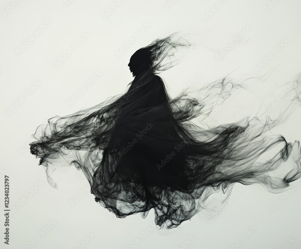 Fototapeta premium Ethereal Being: A Silhouette in Motion