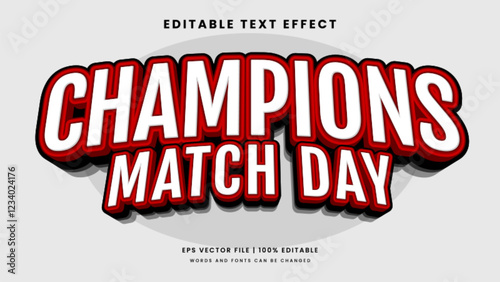 Champions match day 3d editable text effect sport template