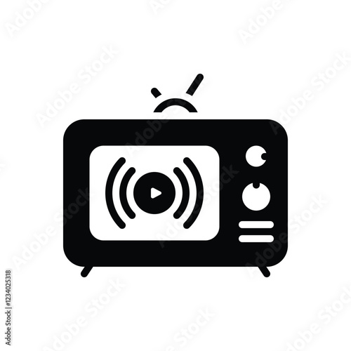 Black solid icon for streaming