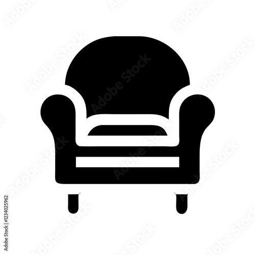 Old Armchair Vector Icon for Vintage Furniture and Home Comfort Representation