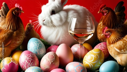 chocolate easter eggs and bunny photo