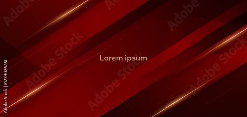 Luxury red background with gold lines elegant. Template award concept.