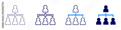 Human resourcing icon in 4 different styles. Thin Line, Line, Bold, and Bold Line. Duotone style. Editable stroke