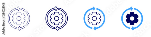 Progressing work icon in 4 different styles. Thin Line, Line, Bold, and Bold Line. Duotone style. Editable stroke