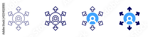 Outsourcing services icon in 4 different styles. Thin Line, Line, Bold, and Bold Line. Duotone style. Editable stroke