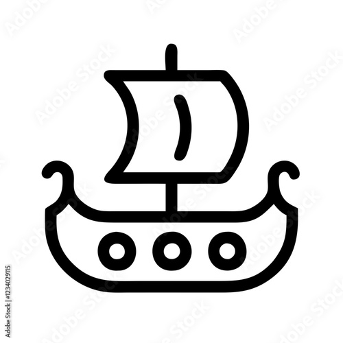 Viking Ship Vector Icon for Adventure and Heritage Representation