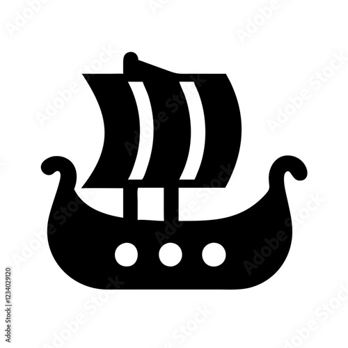 Viking Ship Vector Icon for Adventure and Heritage Representation
