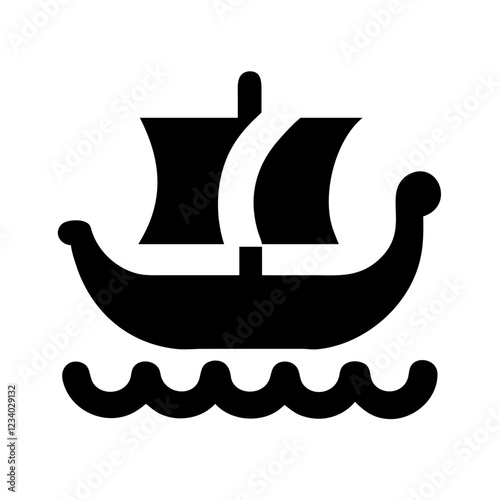 Viking Ship Vector Icon for Adventure and Heritage Representation