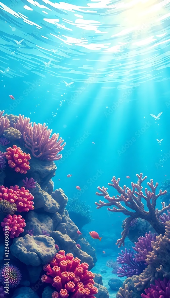 Obraz premium Underwater Coral Reef Scene Using Generative AI