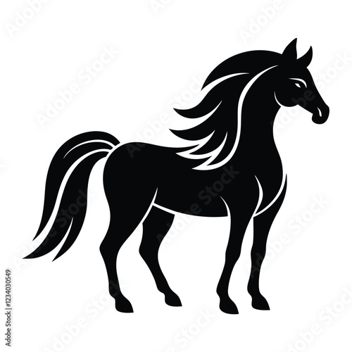 Minimalist Horse Icon with Elegant Lines and Bold Silhouette vector.