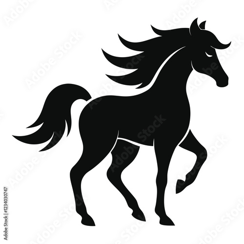 Minimalist Horse Icon with Elegant Lines and Bold Silhouette vector.