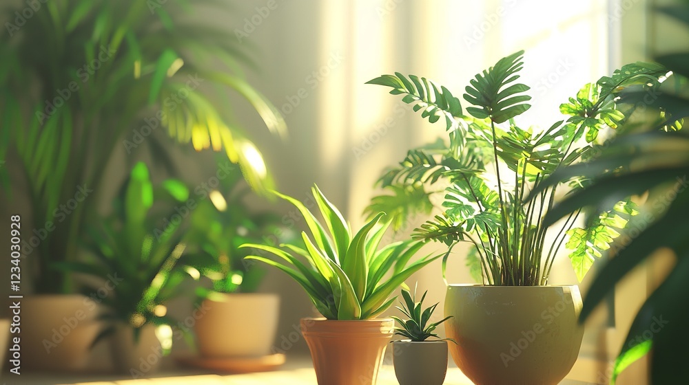 A potted plant bathed in soft sunlight, enhancing the cozy indoor atmosphere. A potted plant bathed in soft sunlight, enhancing the cozy indoor atmosphere.