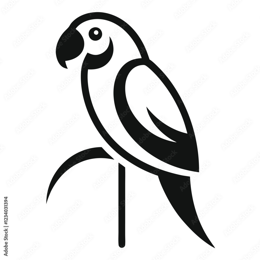 Vibrant Minimalist Parrot Icon with Elegant Feather Details. Vibrant Minimalist Parrot Icon with Elegant Feather Details.