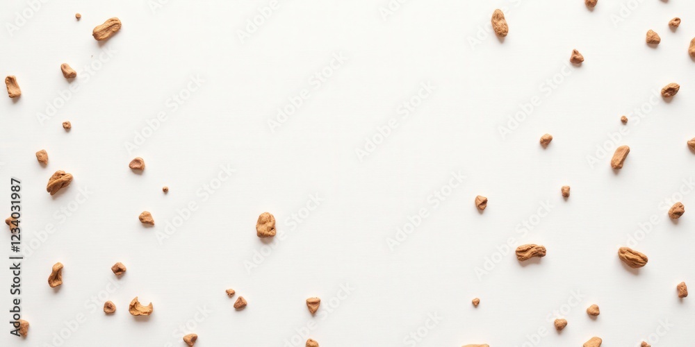 A mesmerizing mosaic of small, irregular wooden pieces forms a symmetrical texture on a pristine white surface. Each piece exudes warmth and natural elegance A mesmerizing mosaic of small, irregular wooden pieces forms a symmetrical texture on a pristine white surface. Each piece exudes warmth and natural elegance