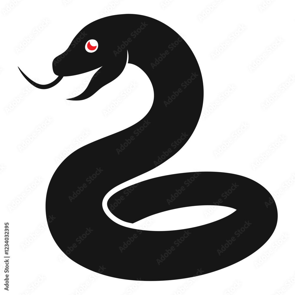 Naklejka premium Coiled Mystery A Minimalist Snake Design Symbolizing Power and Grace.