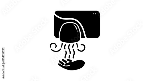 Hand dryer symbol, black isolates silhouette